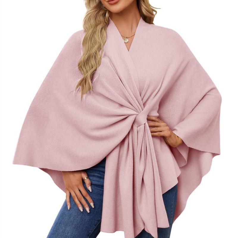 Ladies' Elegant One-piece Solid Color Soft Shawl Jacket Cloak Top