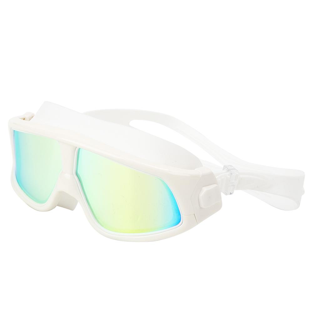 

Adult Large Frame Waterproof Antifog Swimming Goggles Electroplate Plain Glass Diving Supplywhite білий