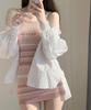 Women's Slim Fit Short Wrapped Hip Dress Summer Stripe Knitted Strap Dress