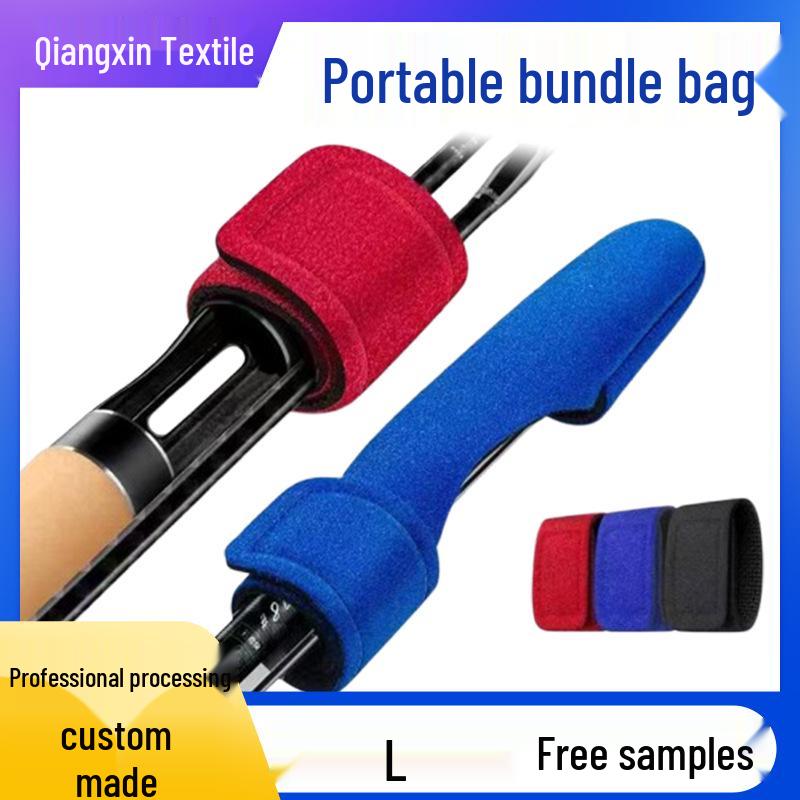 Высокоэластичный ремешок для фиксации удилища с защитным колпачком на липучке чёрный