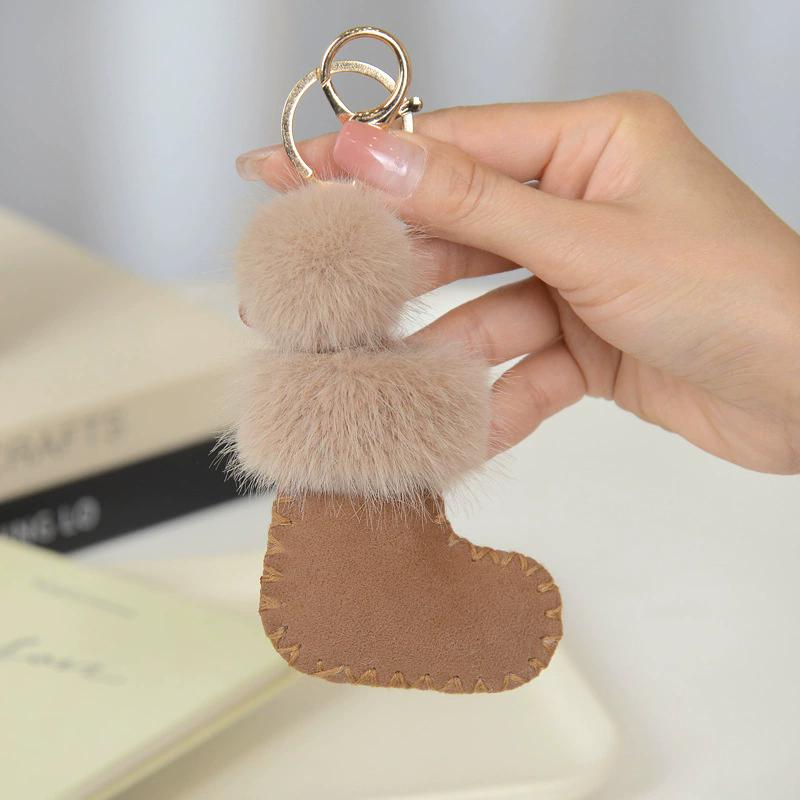 Yogodlns Kawaii Christmas Stocking Mini Boot Plush Keychain Cute Xmas Keyring Bag Charm Accessories Pendant Holiday Gift for Women