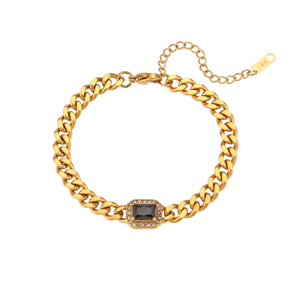 MamacitaSlay High Quality Gold Plated Cuban Chain AAA Zircon Necklaces Bracelets Stainless Steel Waterproof Jewelry for Women