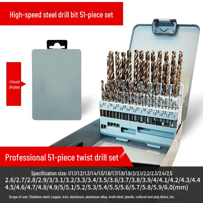 Set di punte da trapano HSS M35 al Cobalto per Legno, Metallo, Acciaio Inossidabile - Alta Durezza