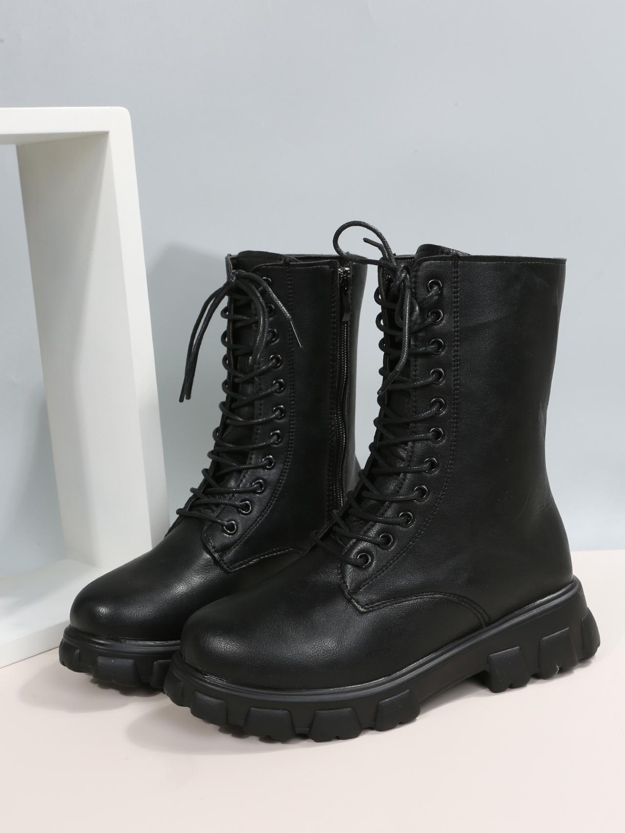 

Осень-зима женские полусапожки новый дизайн мода шнуровка женские челси молния ботинки женские туфли на платформе каблук женская обувь 43