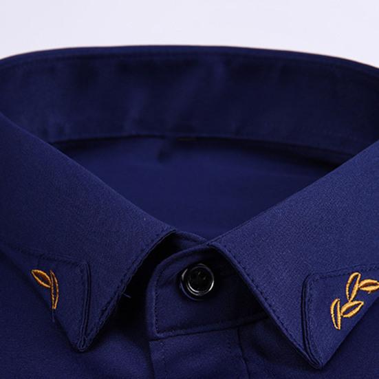 Herreskjorte Ensfarget Enkeltspent Formell Slim Fit Høstskjorte for Daglig Bruk