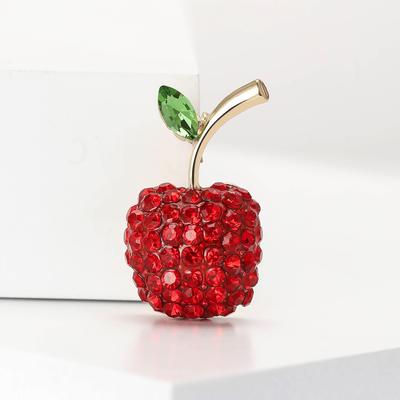 Diamantbesetzte kleine Apfelbrosche Kreative vielseitige Damenanzugjacke Korsage Schmucknadel