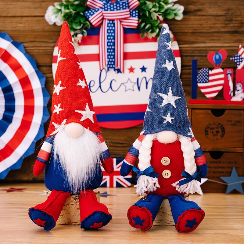 Unique Gnome Patriotic Doll With Long Legs And American Flag Design For Holiday Display