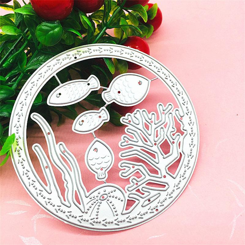 Runde U-Boot-Welt, Seegras, Koralle, Design-Stil, für Scrapbooking, Basteln, 3D-DIY, Festival-Kartenherstellung