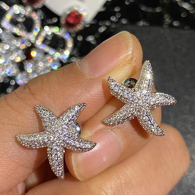 New Arrival Starfish Earrings Metal Women Silver Needle Stud Earrings Exquisite Fashion Simple Cute Female