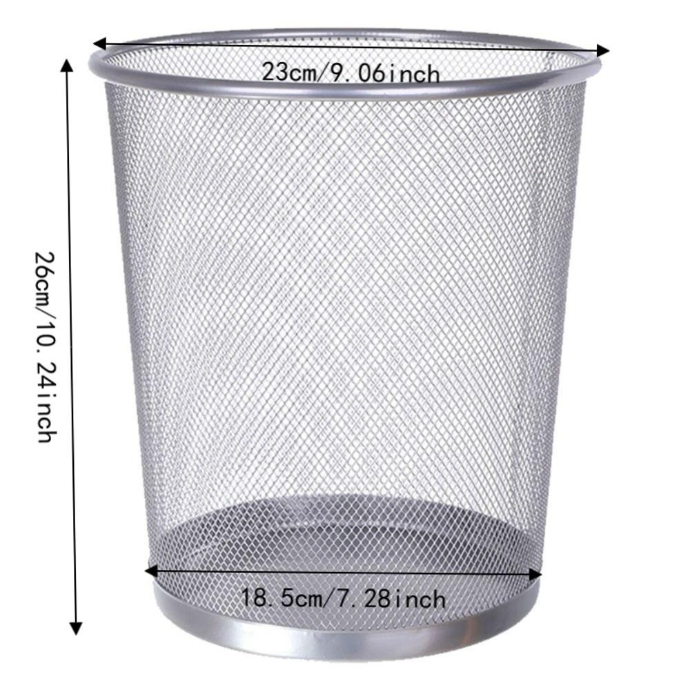 Open Top Mesh Trash Can Well Ventilated Round Wastebasket Convenient Metal Waste Basket Home