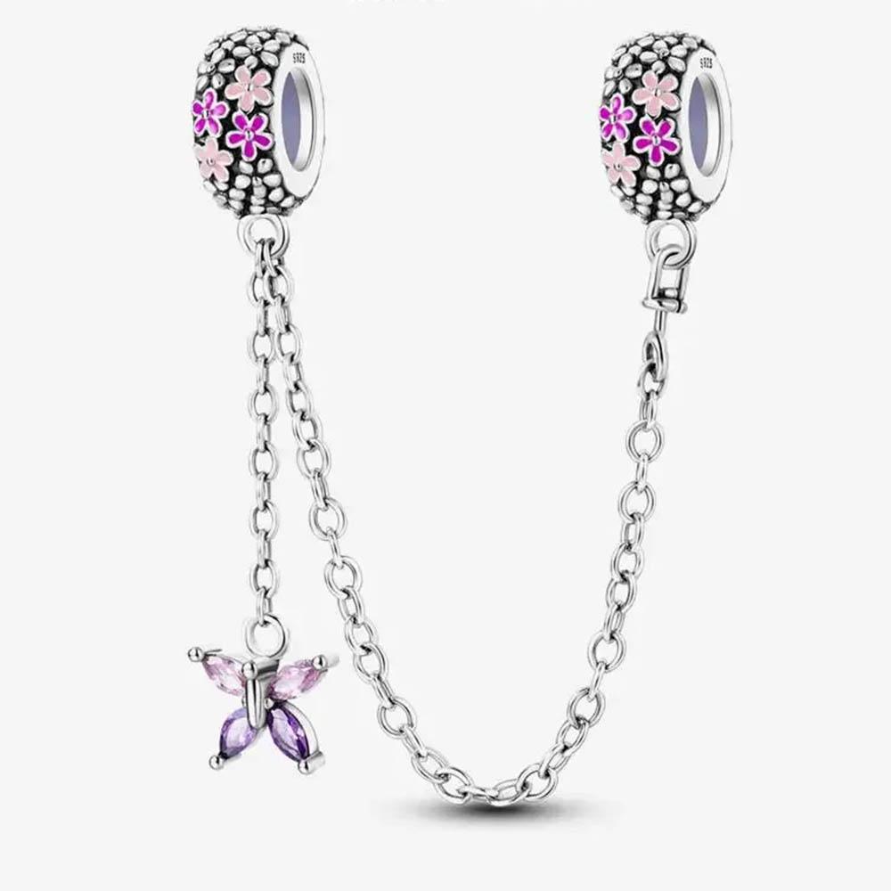 New In Color Zircon Angle Round Clip Bead Fit Pan Original Bracelet Women Copper Safety Chain Jewelry Gift