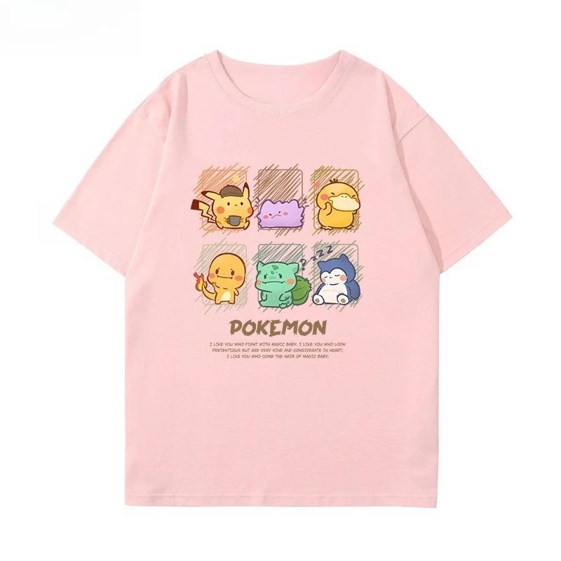 Pokémon Joint Short-sleeved T-shirt Men's and Women's Clothes Summer Trend Casual Short-sleeved Popular Half-sleeved T-shirt Top