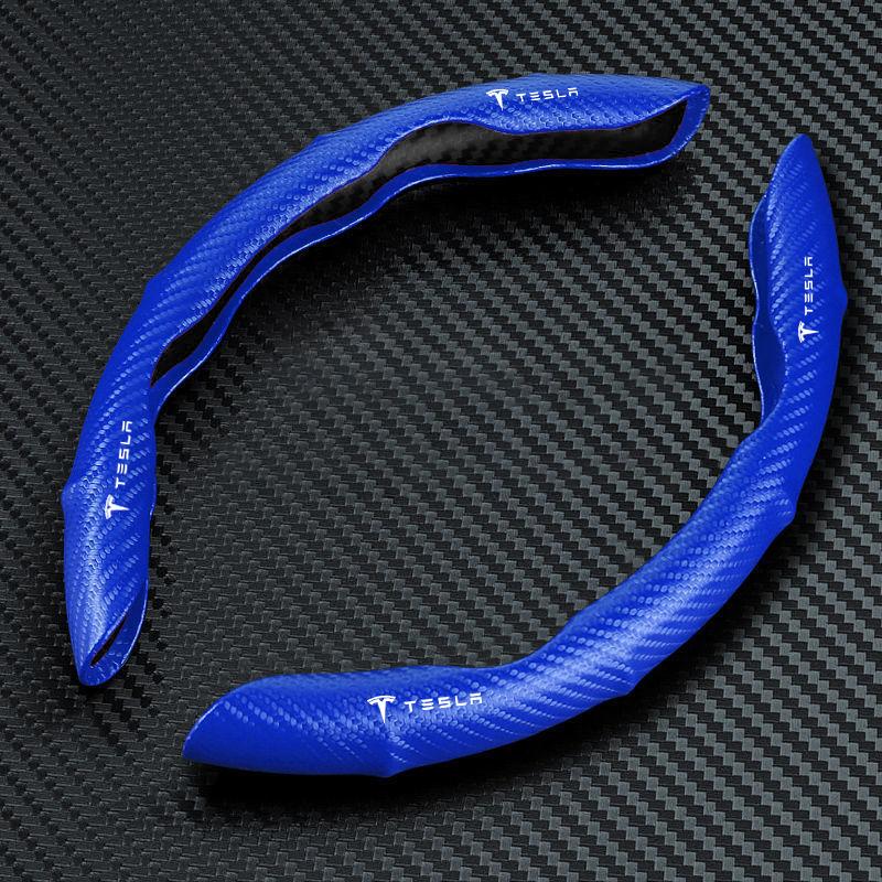 2pcs Carbon Fiber Non-Slip Steering Wheel Cover Car Accessories For Tesla Model 3 Model X S 2016-2023  Model Y Decals TM3 TMX