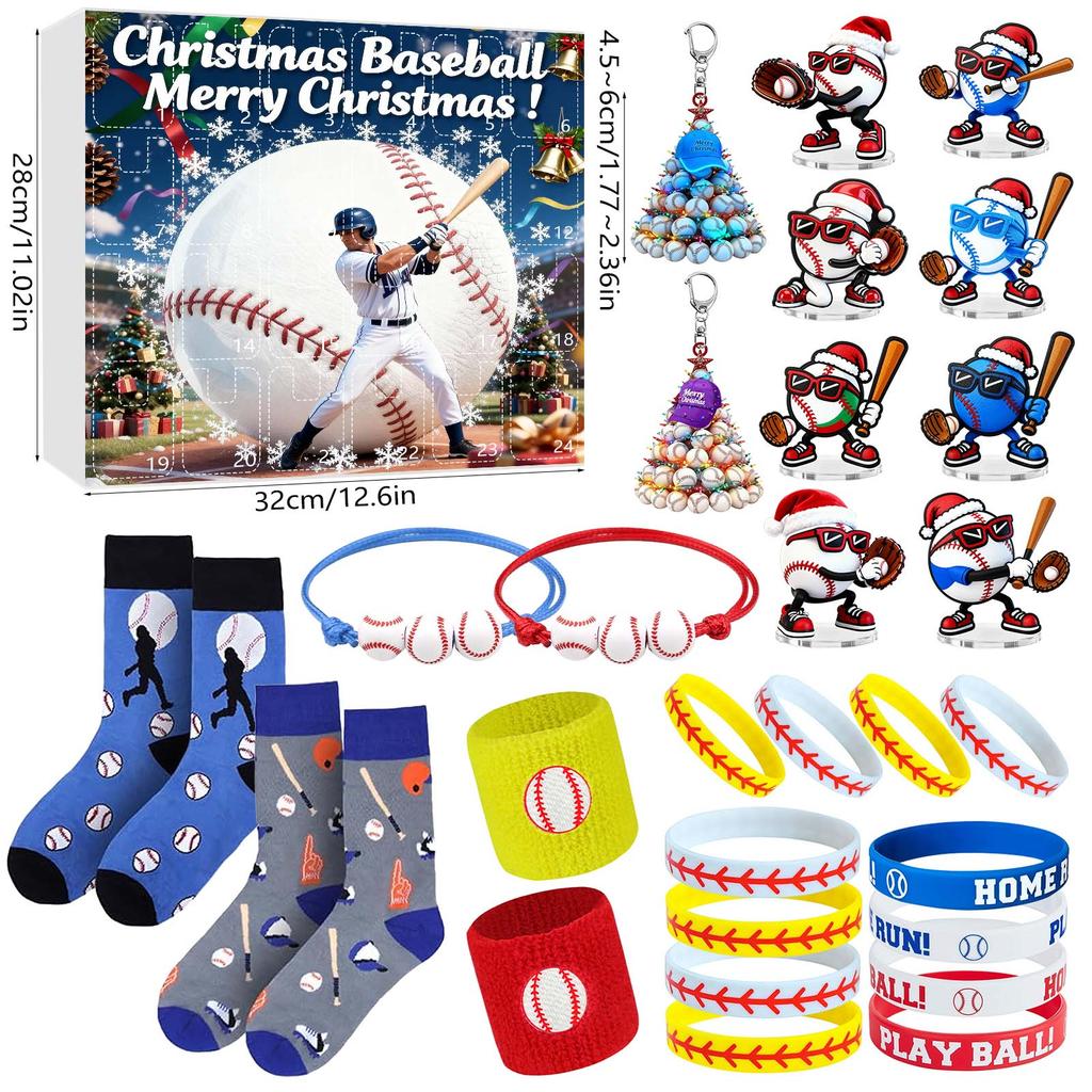Christmas Advent Calendar Baseball Toys For Kids Surprise Gift Boxes  Baseball Accessories Christmas Decorations Baseball Coun