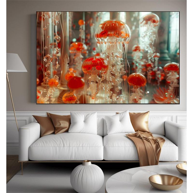 Abstract Color Fluorescent Marine Creature Jellyfish Posters Prints Canvas Painting Wall Art Picture Living Room Home Decor