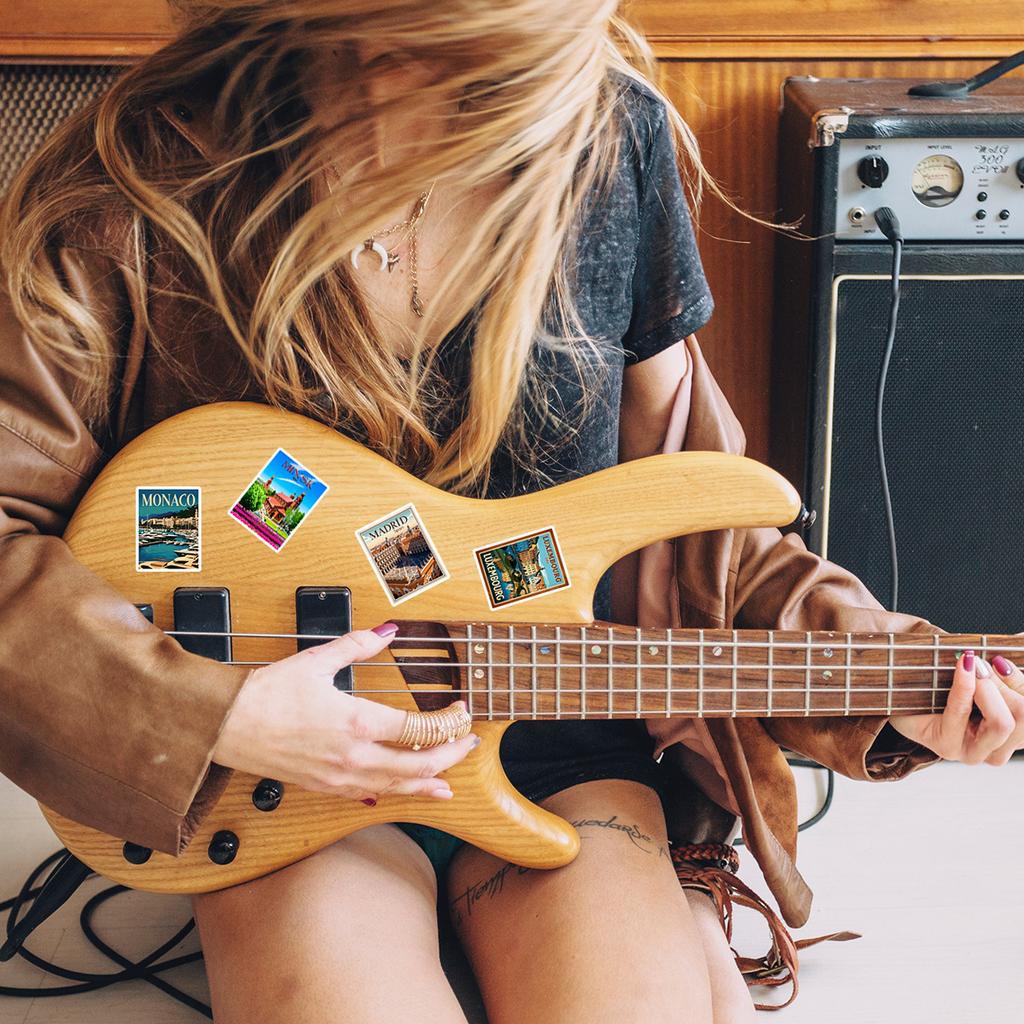 50Pcs European City Travel Stickers Famous Landmark Buildings Decals DIY Trolley Luggage Suitcase Refrigerator Car Sticker