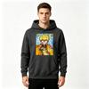 Men Anime Print Pullover Hoodie, Casual Yellow Hair Character Lightning Pattern Long Sleeve Hooded Sweatshirt