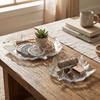 European Style Glass Dessert Dish Raised Leaf Pattern Desktop Storage Tray  Restaurant Use