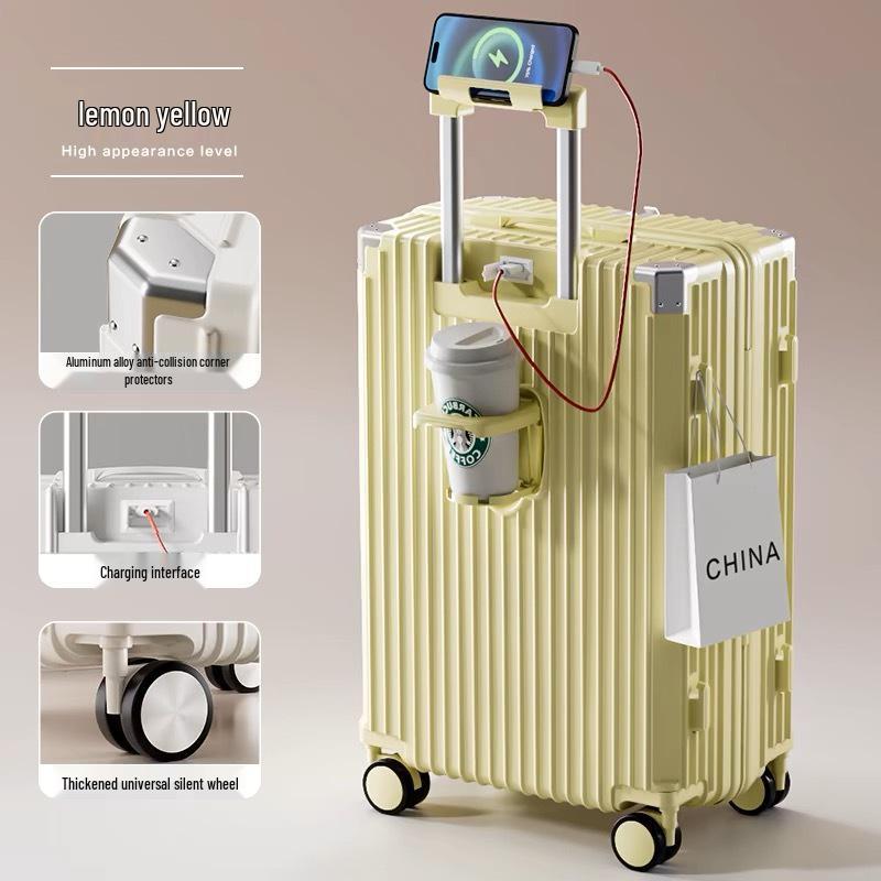 Sturdy Multifunctional Trolley Suitcase with Universal Wheels - Large Capacity, Secure Password Lock, Unisex Design