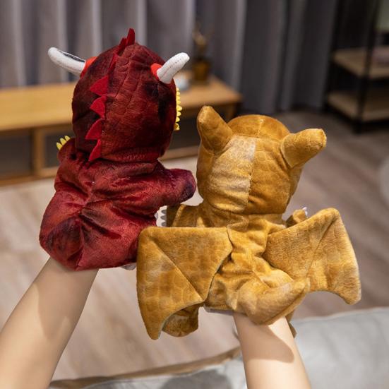 Interactive Dinosaur Hand Puppet Interactive Moving Mouth Plush Toy Educational Storytelling Prop for Kids