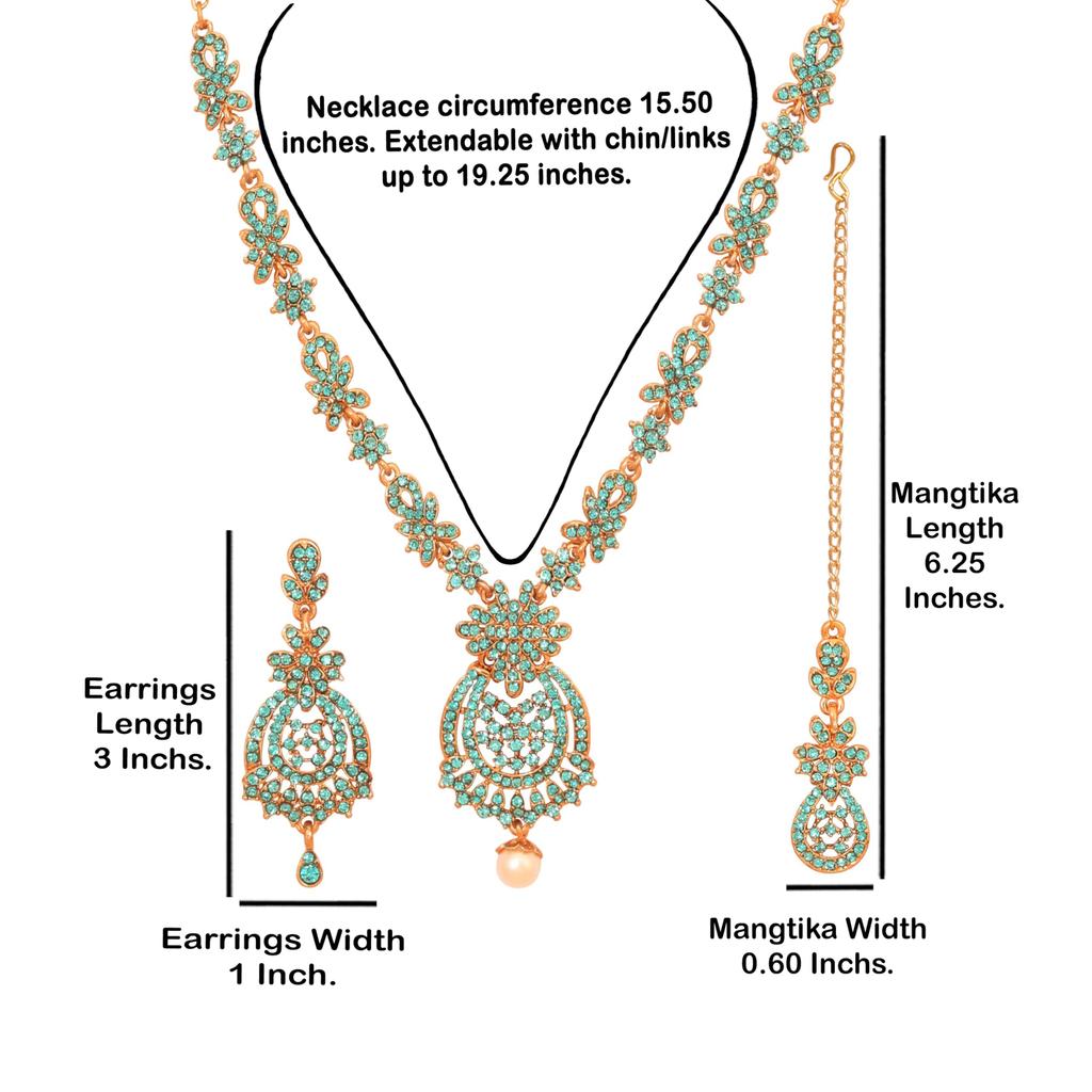 Touchstone Indian Bollywood Gorgeous Intricate Craftsmanship Sparkling White Colorful Rhinestone Crystal Wedding Designer Jewelry Necklace Set Gold