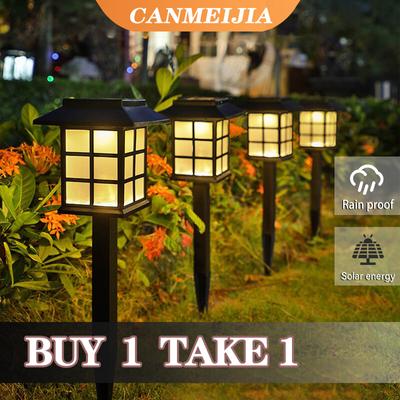 CANMEIJA 2 pièces LED lampes de pelouse solaires lumière solaire extérieure étanche lumière de jardin résistant à la pluie passerelle cour jardin décor lampadaire forme de maison