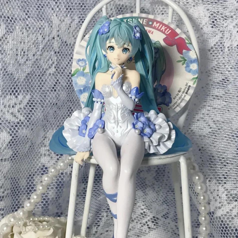 Hatsune Miku Blue Hair Anime Figure Sakura Flower Wedding Dual Style Statue Collectible Ornament Fans Collection PVC for Poseable Articulated Scale