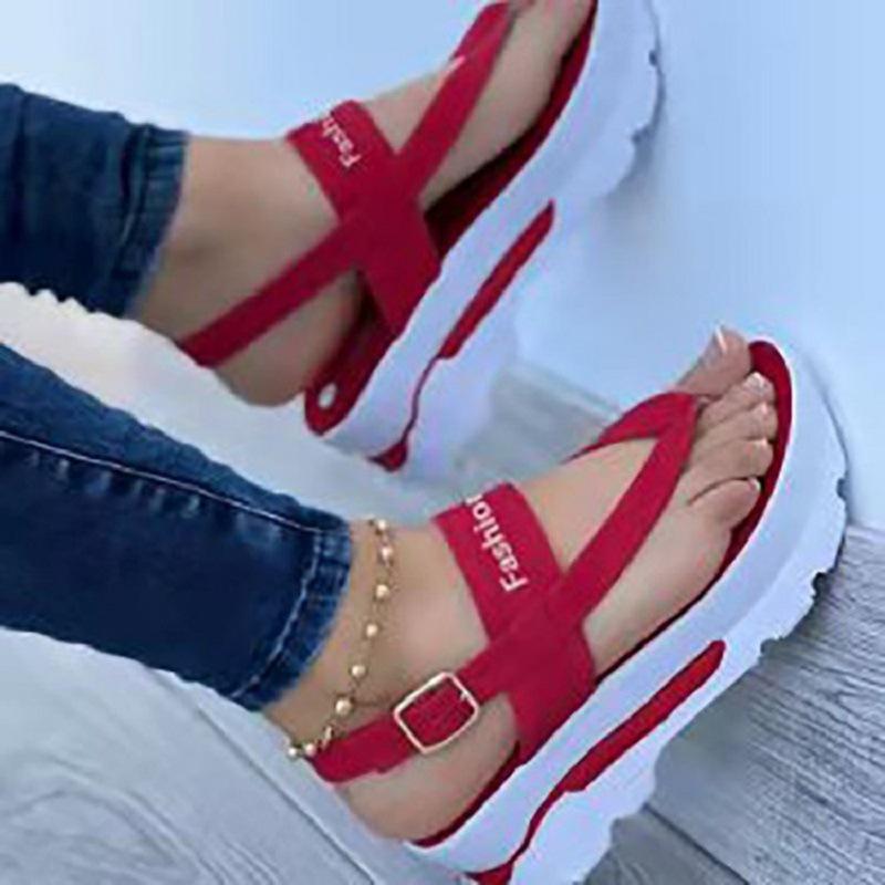 European-American Cross-Border Women's Sandals: Casual, Height-Increasing Toe Post with Thick Sole for Summer/Autumn Walking.
