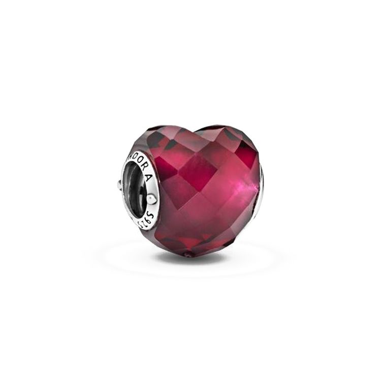 Pandora Moments Light Pink Heart Shaped 925 Silver Glass Bead Women Jewelry 796563NFR Box,F,Red