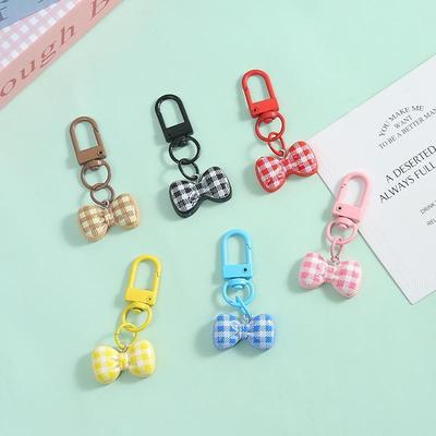 Colorful Striped Bow Keyring Pendant for Bags