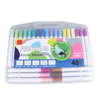 48 Farben Acrylfarbe Marker Stifte Dreieckige Schale Reibungsloses Schreiben für Stein Stoff Holz Keramik