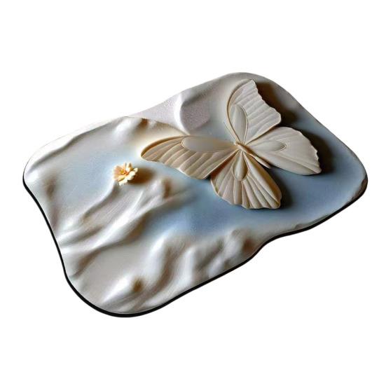 Floor Mat Quick Drying High Water Absorption 3D Realistic Butterflies Floral Pattern Anti-Slip Bathroom Mat Entryway Kitchen Rug