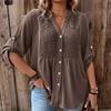 Plus Size Women S Lace Splice V Neck Long Sleeve Shirt