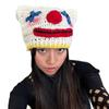 Cute Clown Beanie Cap Funny Knitting Hat for Shopping Walking Universal Windproof Outdoor Activity Women Casual Headwear