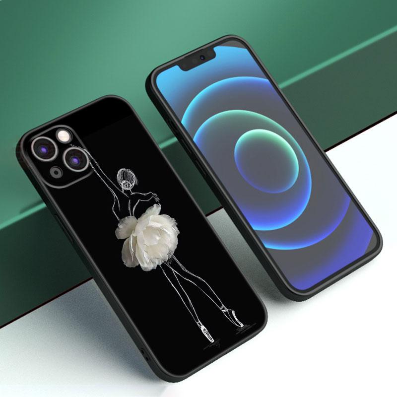 

Чехол для телефона Ballet Girl для Apple iPhone 12 13 Mini 11 14 15 Pro Max 7 8 Plus X XR XS SE 2020 2022 черный силиконовый чехол iPhone 7(8) Plus