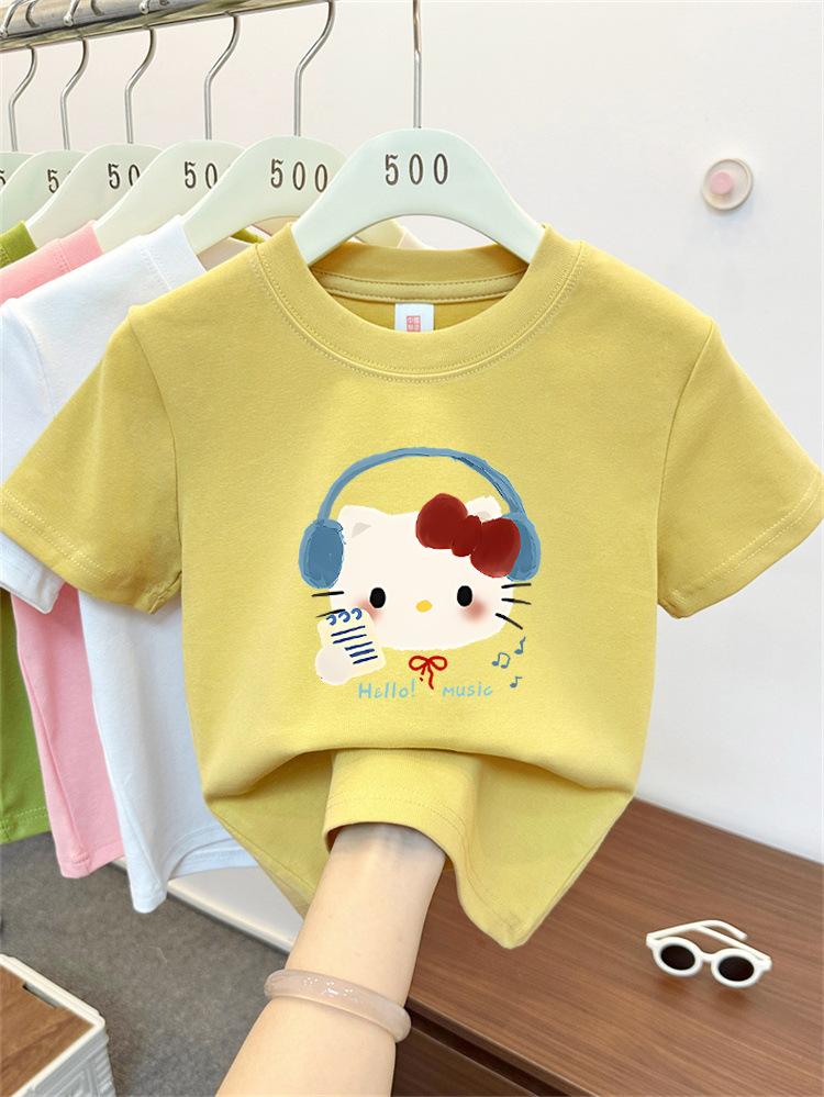 Kids Summer Cotton Cartoon T Shirt Loose Short Sleeve Round Neck Top For Boys And Girls