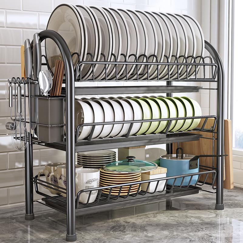You Shu Nordic 3-Tier Black Foldable Dish Rack