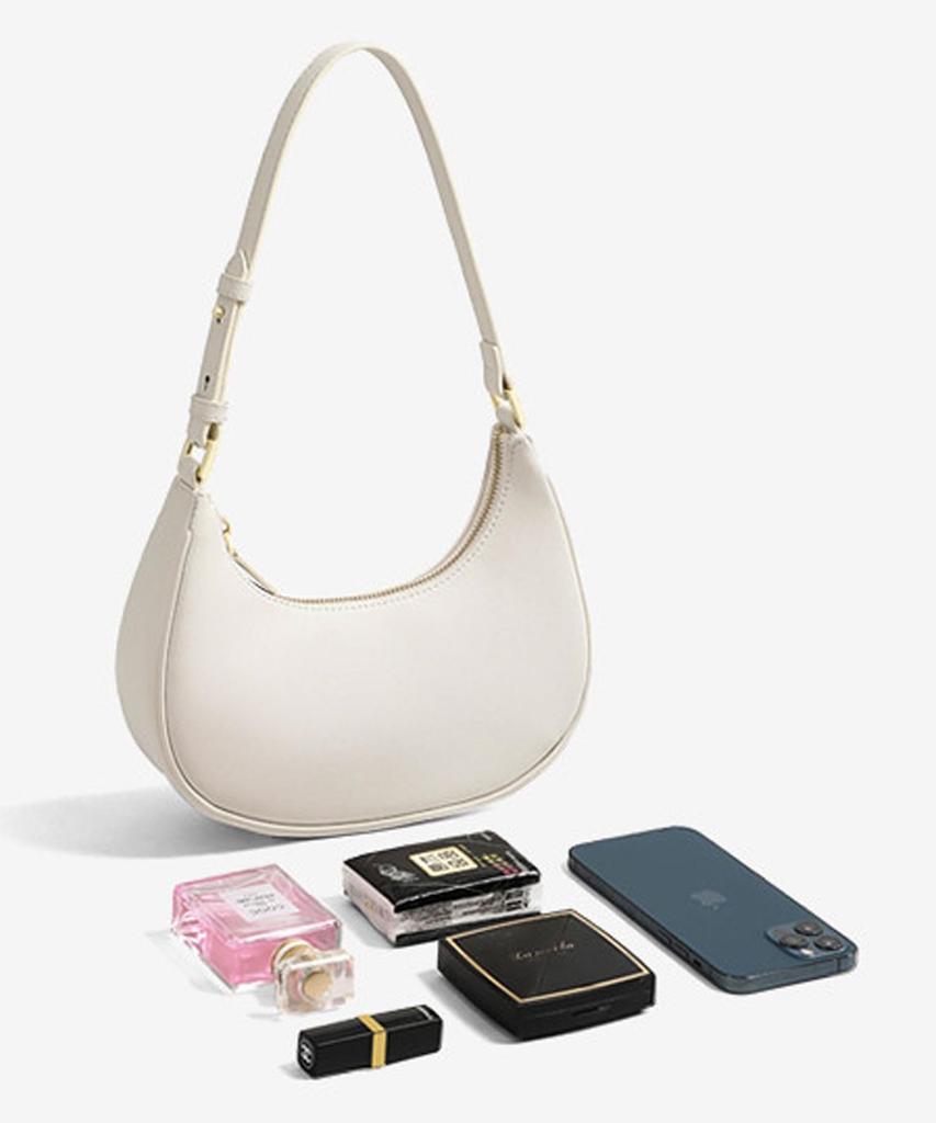 Ninon Women's Handbag, Beautiful, Small, Casual Shoulder Bag, Crossbody Bag, Mini, 2-Way, Half Moon Pattern, Synthetic Leather, Perfect for Commuting