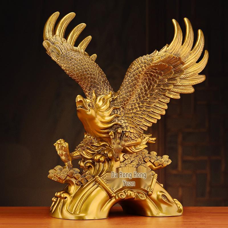 Grand Vision Eagle Figurine: Wealth & Prosperity Décor for Living Room, TV Stand, or Desk—Ideal for Housewarming and Company Celebrations