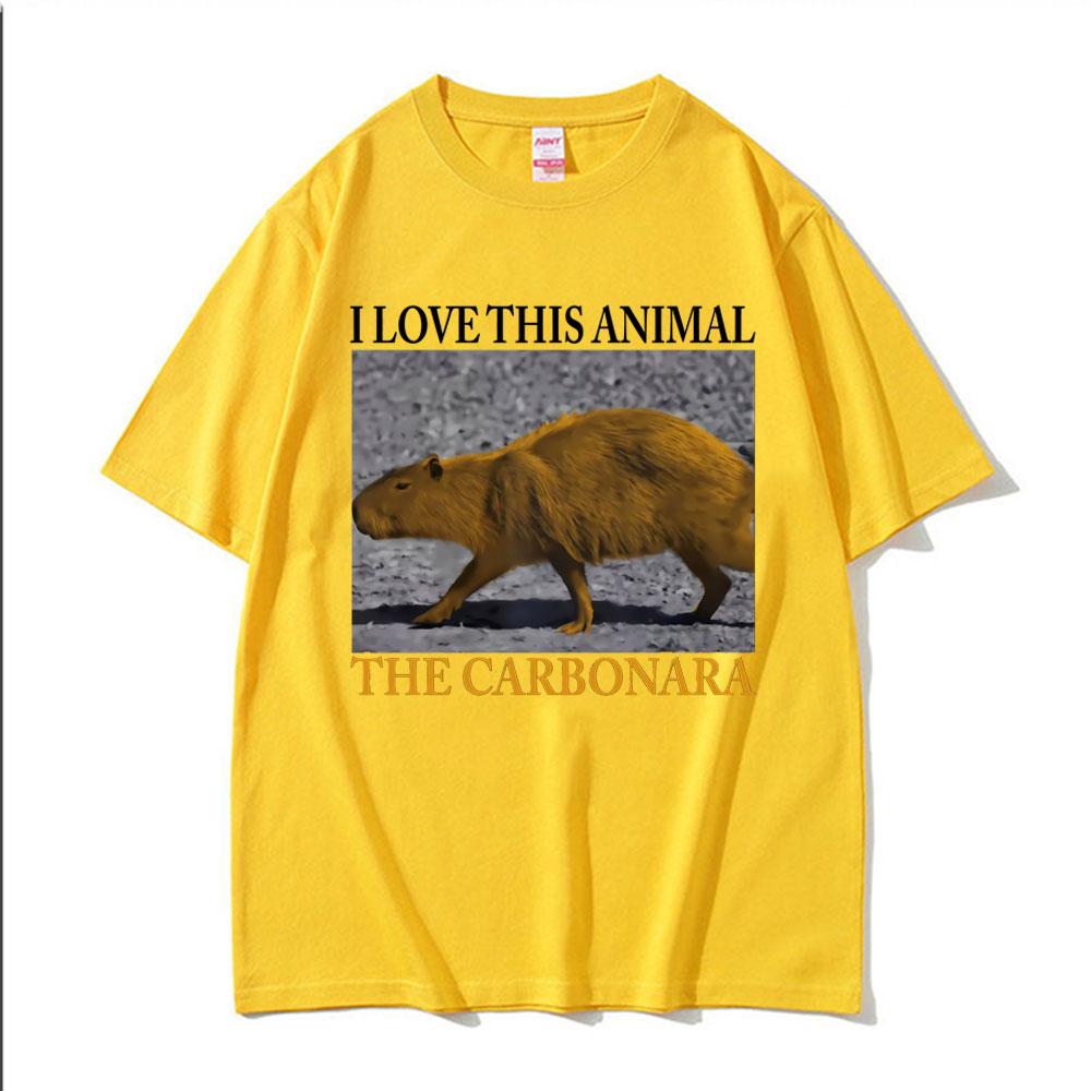 Lustiges Meme Ich Liebe Dieses Tier Das Carbonara-Capybara T-Shirt Herrenbekleidung Unisex Heißer Verkauf Hohe Qualität T-Shirts Mode T-Shirt