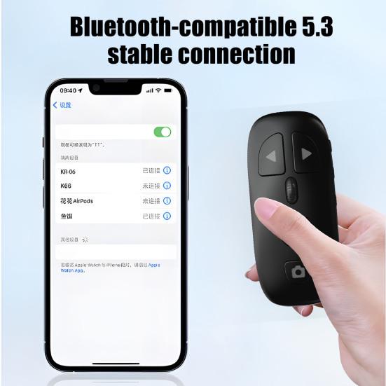 Bluetooth-compatible Remote Control with Rolling Wheel Wireless Phones Tablets Camera Shutter E-book Reading Short Video Page Turner Clicker