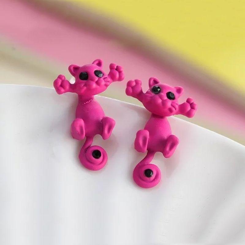 3d Adorable Cat Kitten Stud Earring Cartoon Animal Earrings Fashion Jewelry
