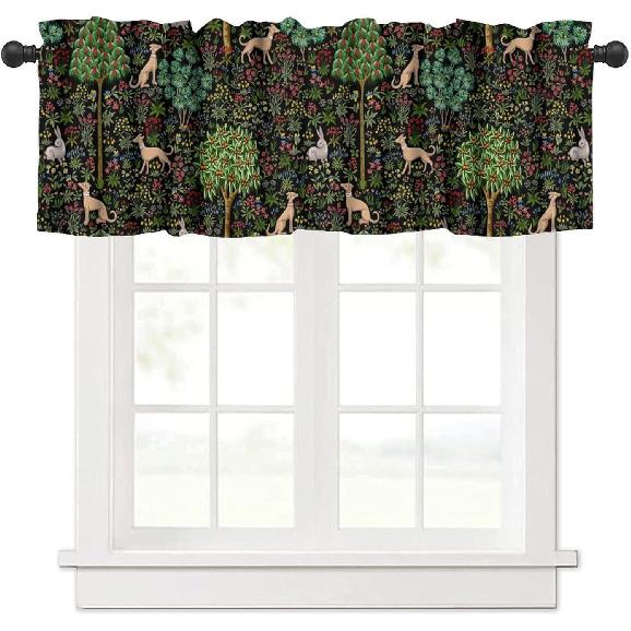 Rustic Cabin Kitchen Valances Curtain,Vintage Country Farmhouse Bear Moose Deer Rod Pocket Small Valance Treatments for Living Room Bedroom