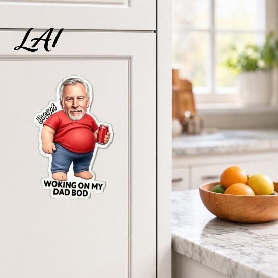 Zachte Buik Koelkastmagneet Papa met Buik Stressverlichter Knijp Notitiehouder Koelkastmagneet Foto voor Keukendecor