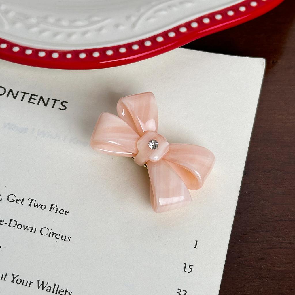 Korean New Cute 4.5cm Stereoscopic Bow Hair Tie Hair Clip For Sweet Girls Rhinestones Acetate Hair Rope Duckbill Clip