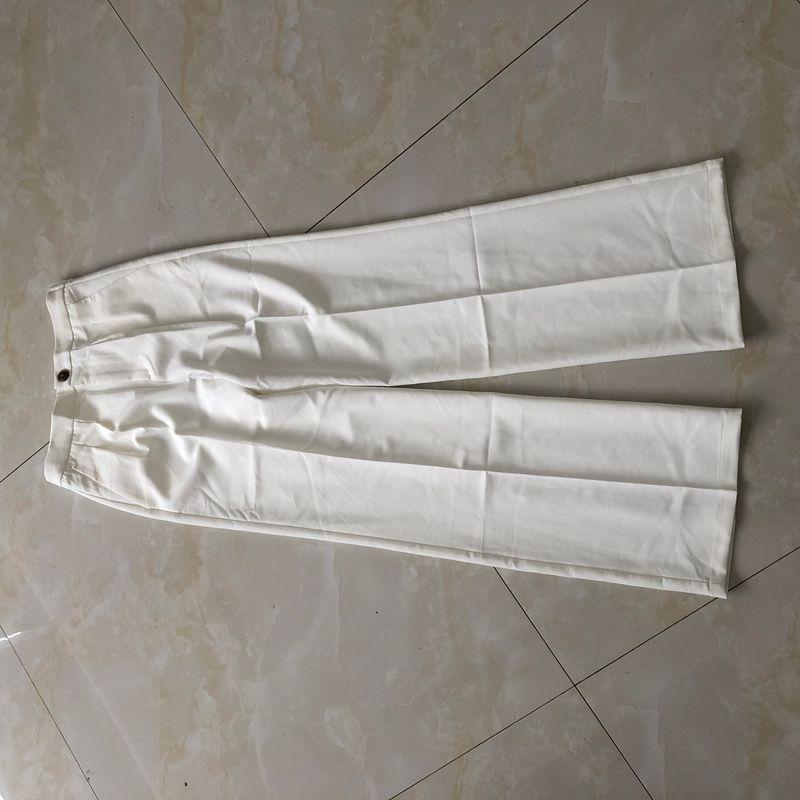 

Wide Leg Mop Pants Autumn New Foreign Trade Women s Clothing Fashion Half Elastic High Waist Zipper Button Elastic Pants 29494 White B- 21-10-4 L