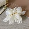 Hairpin Handmade Chiffon Flower 3D Petals Hair Clip with Polished Metal Spring Clip Back Head Bun Hair Accessories