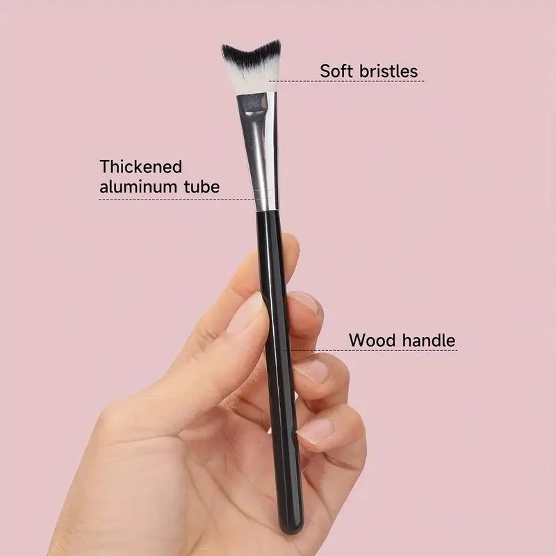 1PC Angled V-Shaped Contour Brush,for Nose/Cheekbone Sculpting, Highlighting & Shading Tool, Professional Makeup Accessory