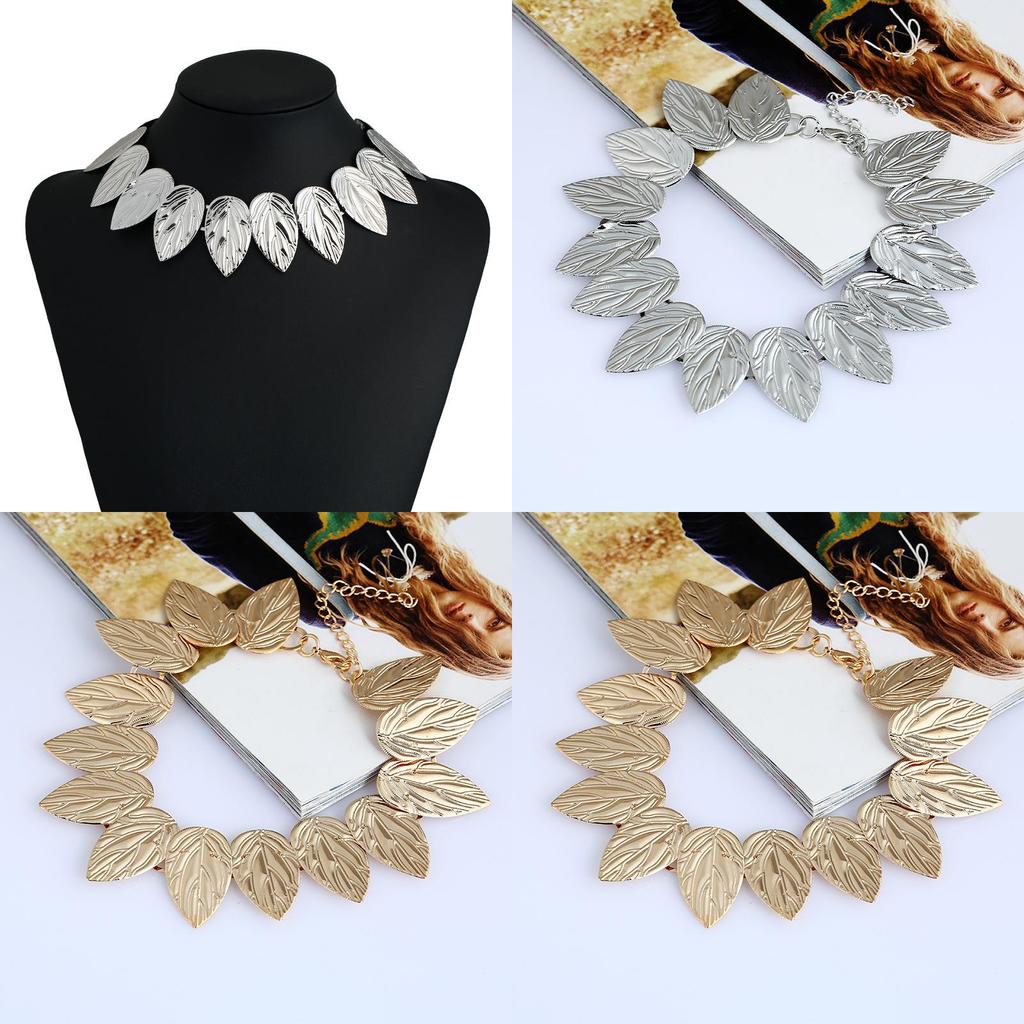 Metal Leaf Necklace With Fringe Design For Teen Fashion And Party Accessories