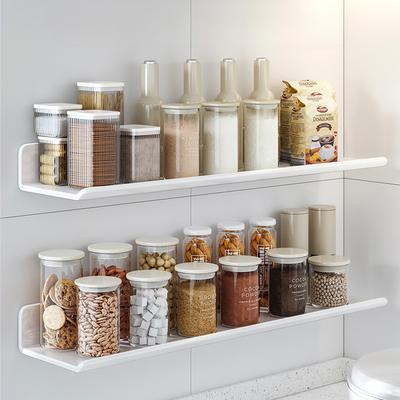 Punch-Free Kitchen Spice Storage Racks Home Hanging Sundries Organize Shelf Wall Mounted Multifunctional Metal Seasoning Frame